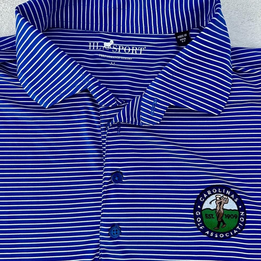 HL Sport Polo Shirt Luxury Performance Mens Carolinas GOLF ASSOCIATION Sz. M - Picture 9 of 10